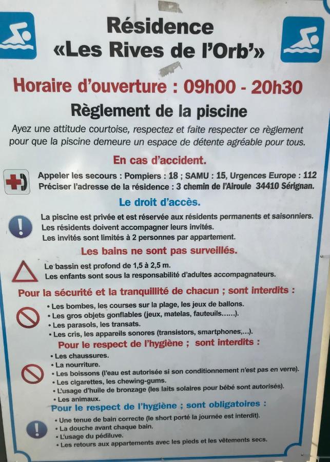 Vacances cosy avec piscine 1 à 4 pers dans joli appartement Sérignan Extérieur photo